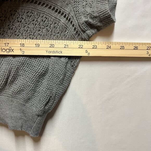 Torrid Gray Cotton Crochet Knit Button-Front Cropped Cardigan Women's 2X Boho - Picture 8 of 10